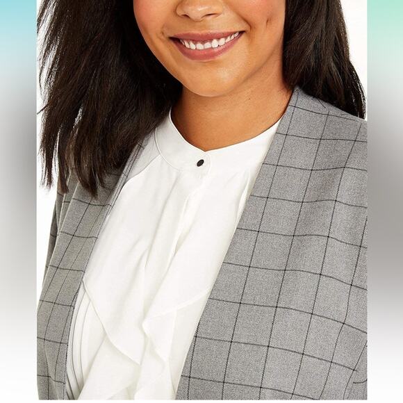 Calvin Klein Collarless Plaid Topper Lined Jacket Blazer Size 18W NWT - Picture 3 of 11